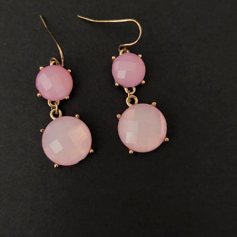 2 tone pink beaded drop earrings